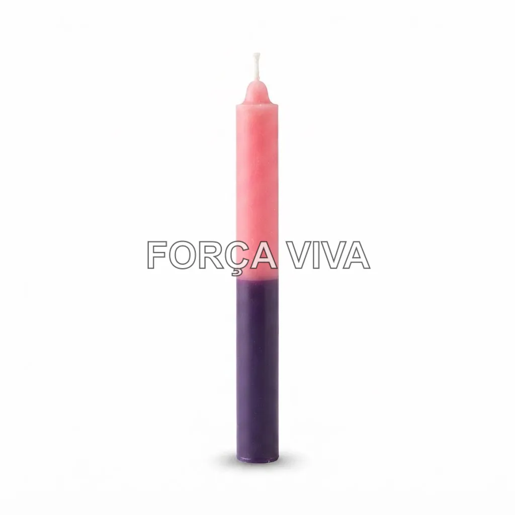 Vela Palito Rosa e Roxo 16cm | Força Viva