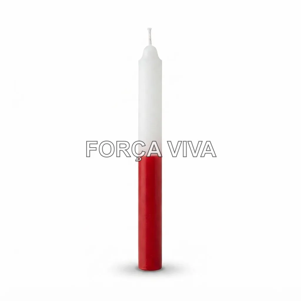 Vela Palito Vermelha e Branca 16 cm | Força Viva