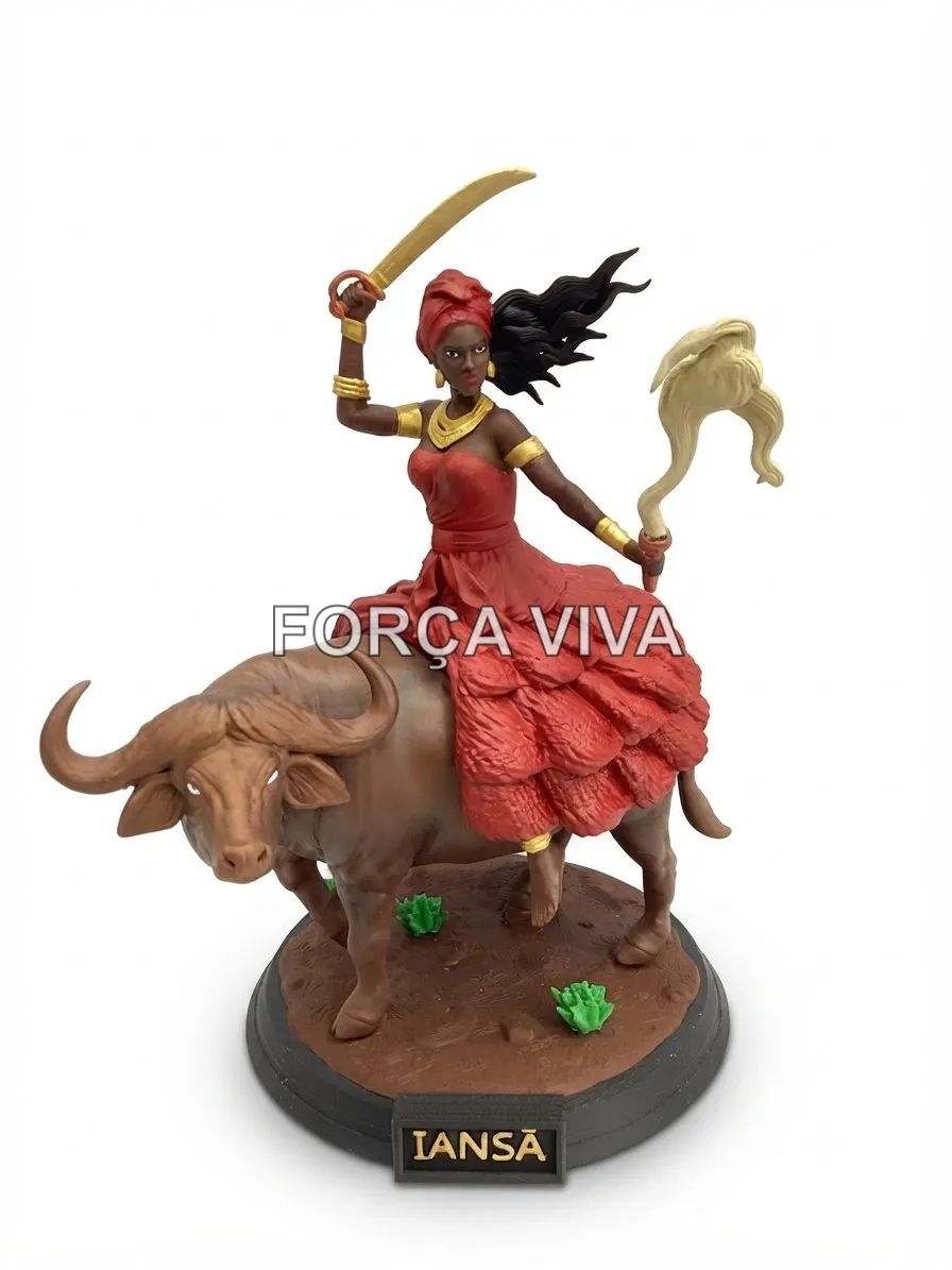Imagem de Iansã com Búfalo 20cm | Força Viva