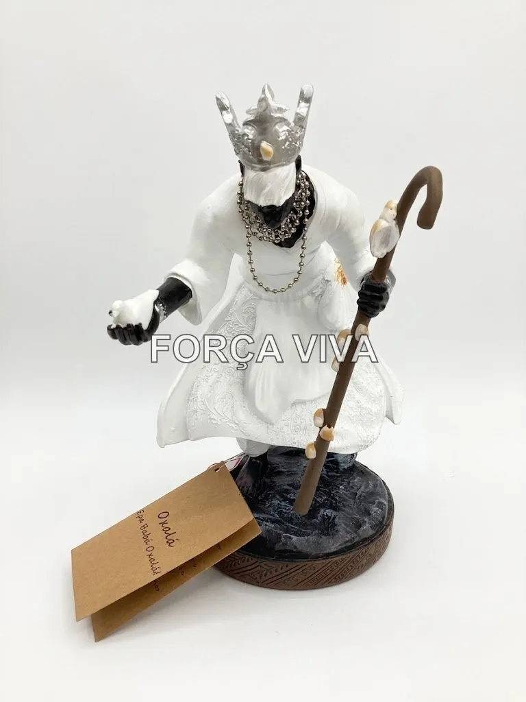 Imagem Oxalá 20cm com Abebé para Altar | Força Viva