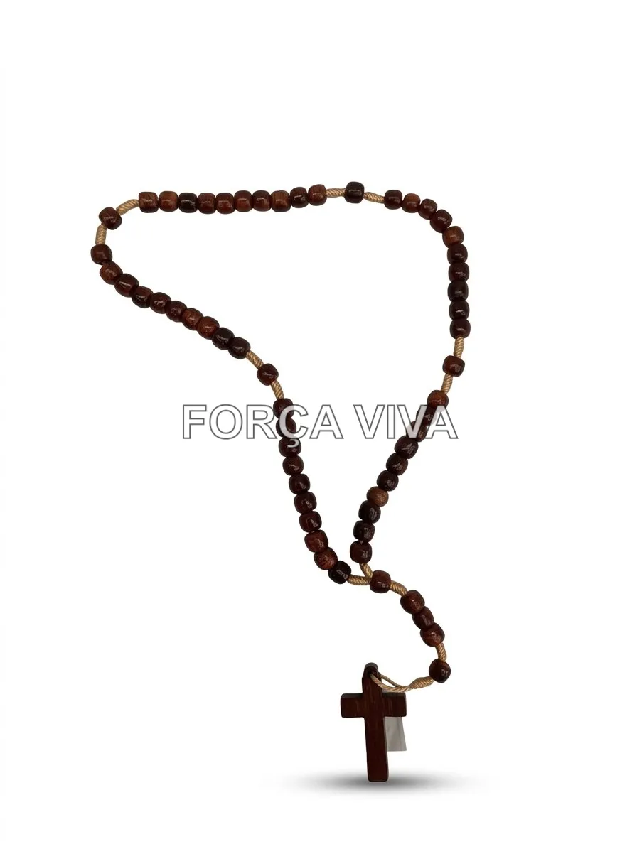 Terço de Madeira marrom 26cm | Força Viva