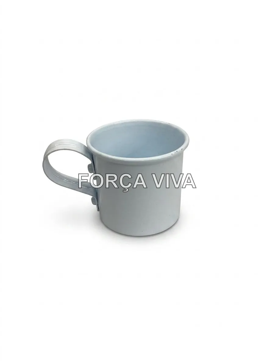 Mini Caneca Esmaltada Branca 5cm | Força Viva