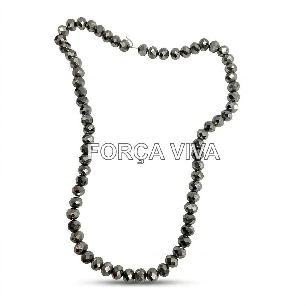 Contas de Porcelana Cromada 8mm Achatada | Força Viva