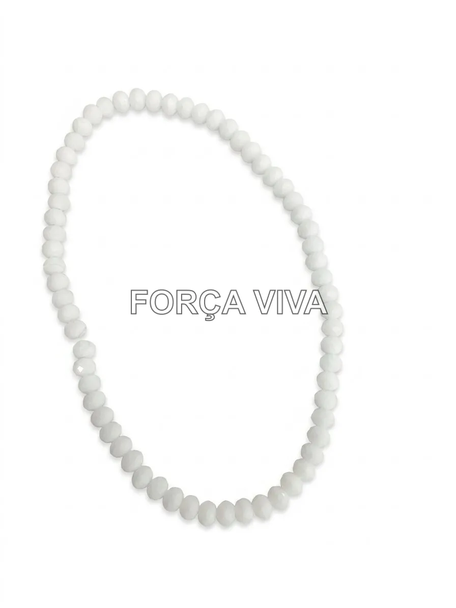 Contas de Porcelana Branca 8mm Achatada | Força Viva