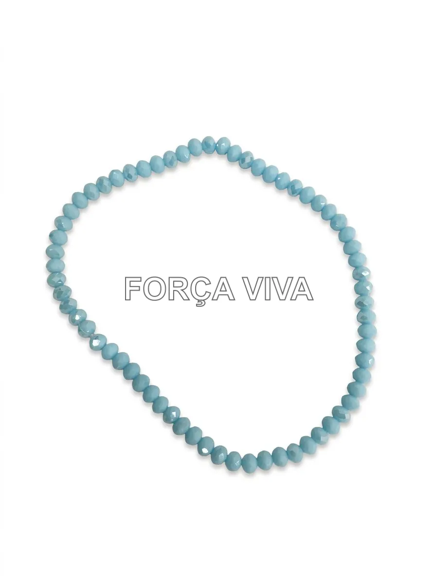 Contas de Porcelana Azul Bebê Achatada 8mm | Força Viva