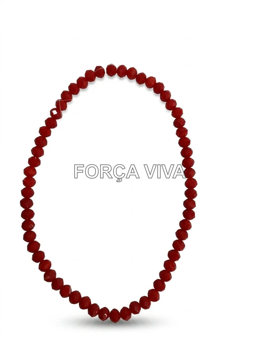 Contas de Porcelana Vermelha Escuro Achatada 8mm | Força Viva
