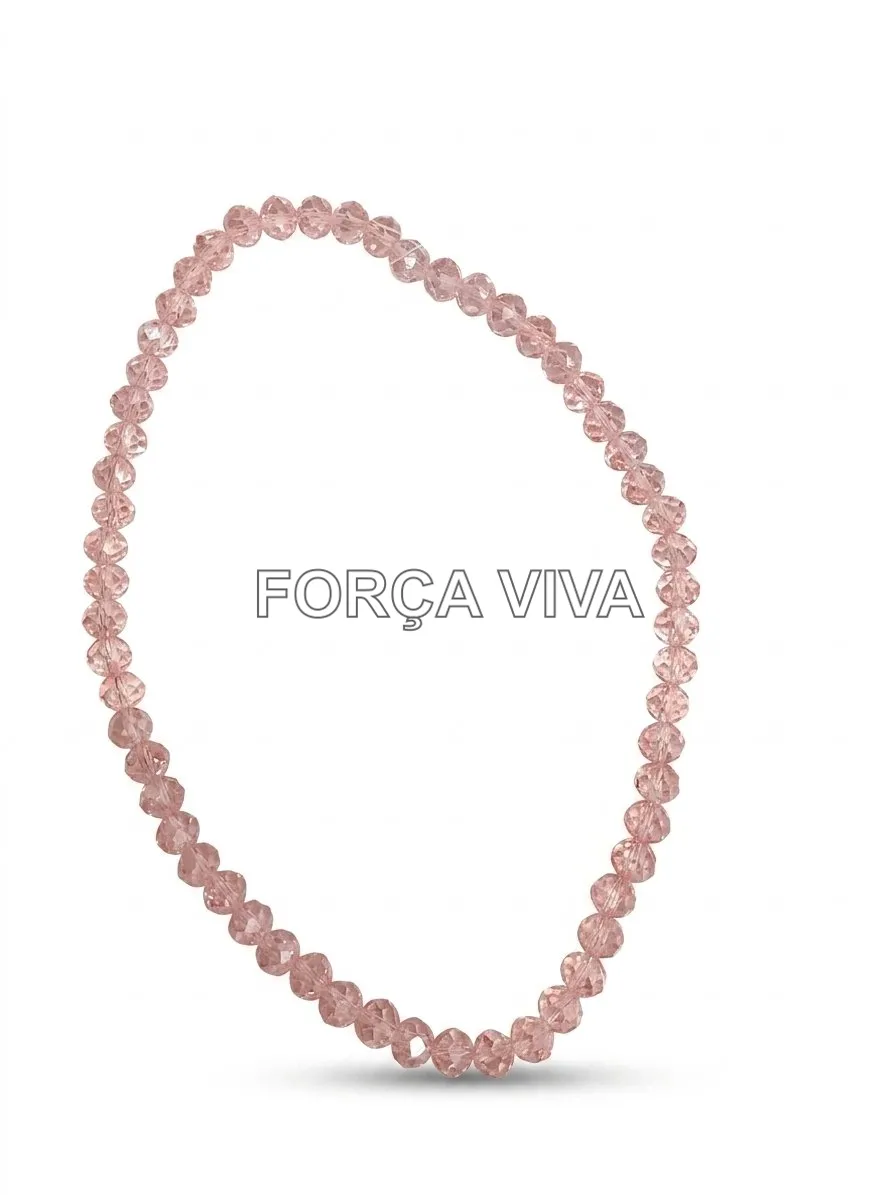 Contas de Cristal Rosa claro Achatada 8mm | Força Viva