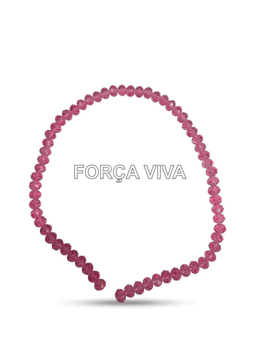 Contas de Cristal Rosa Achatada 8mm | Força Viva